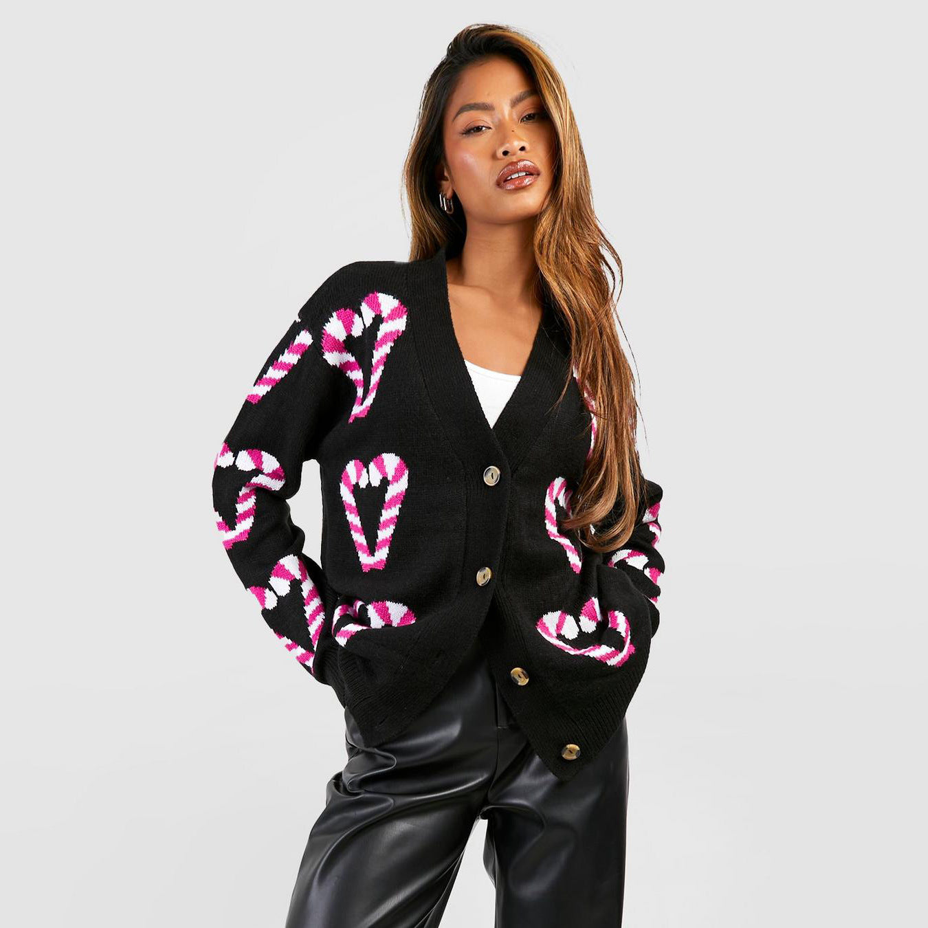 Damen Cardigan mit Zuckerstangen-Muster
