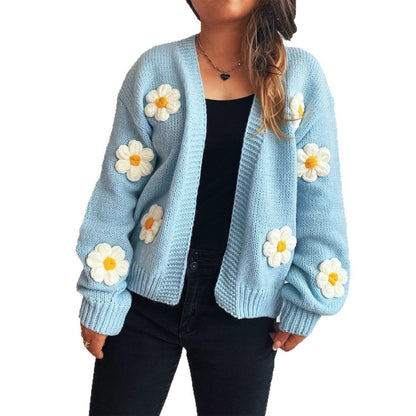 Damen Strickjacke Florale Applikationen Eveloria