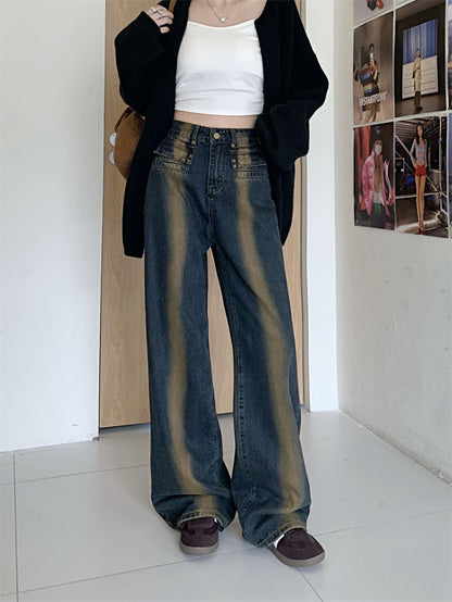 Damen Weite Jeans mit Knopfdesign Eveloria