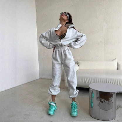 Damen Sweatanzug Elastisch Hochkragen Eveloria