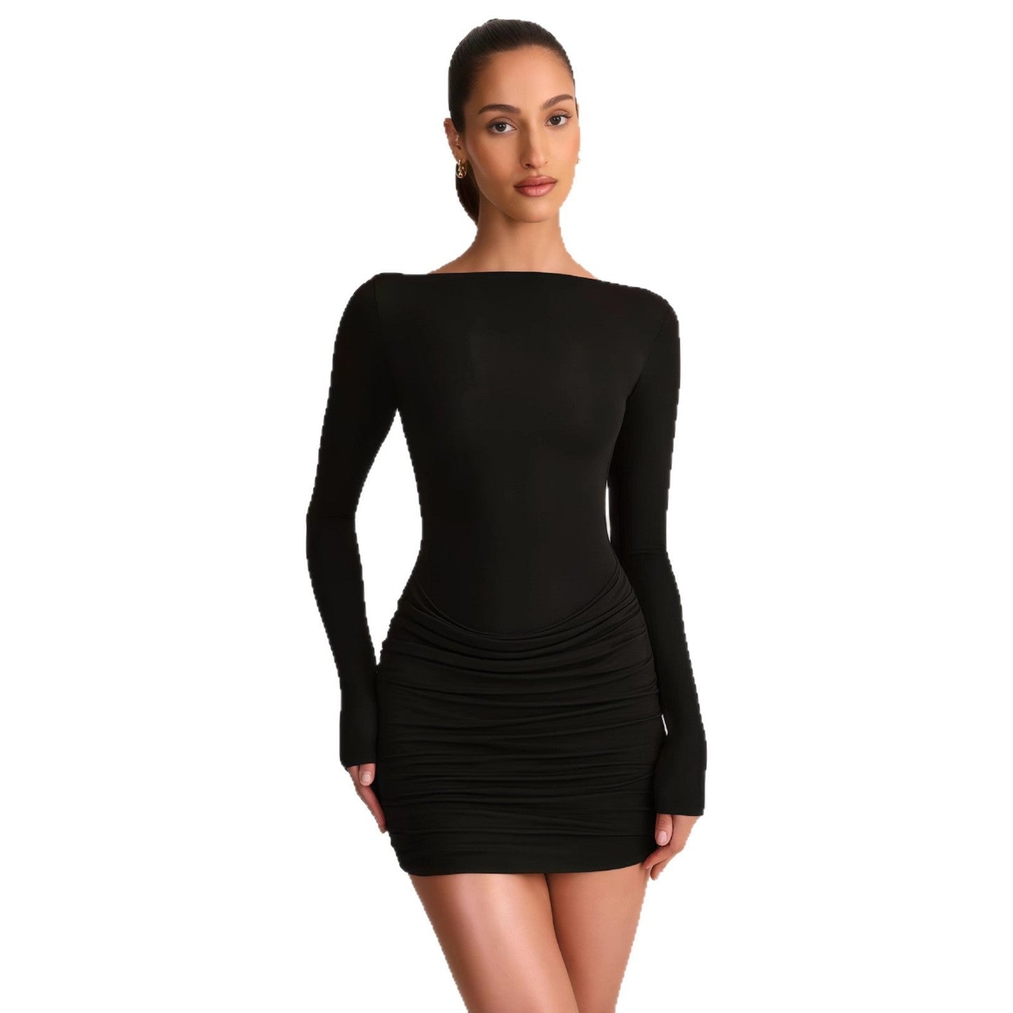 Damen Minikleid Schulterfrei Elegantes Drapieren Eveloria