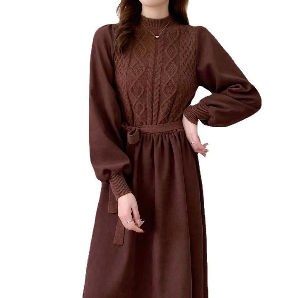 Damen Strickkleid Voluminöse Ärmel Strukturiert Eveloria