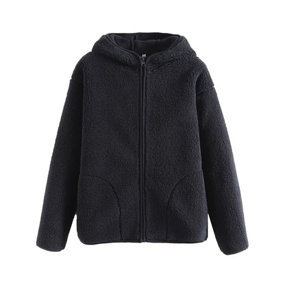 Damen Fleecejacke mit Kapuze und Taschen Kuschelig Eveloria