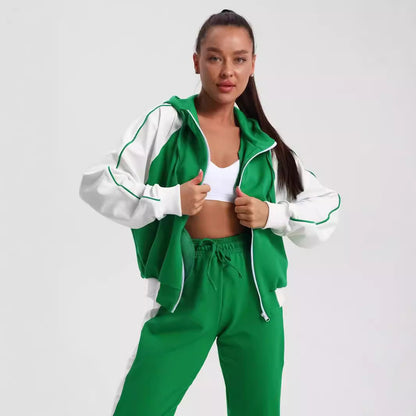 Damen Sportliches Freizeit-Set mit Kontrastfarben und Taschen Eveloria