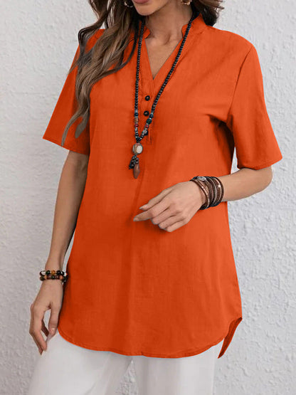 Damen Blusenshirt Kurzärmlig Modern Druckknöpfe Bequem Weiß