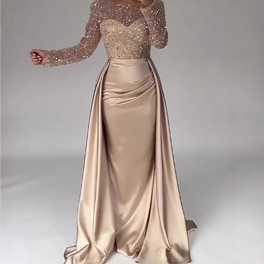 Damen Abendkleid Glitzer Oberteil Fließender Rock Eveloria - Eveloria
