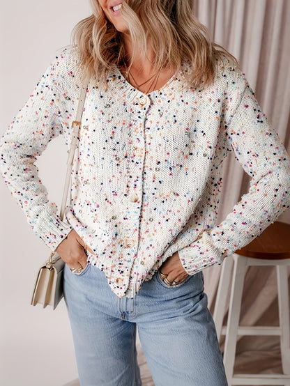 Damen Strickjacke Bunt Muster Eveloria