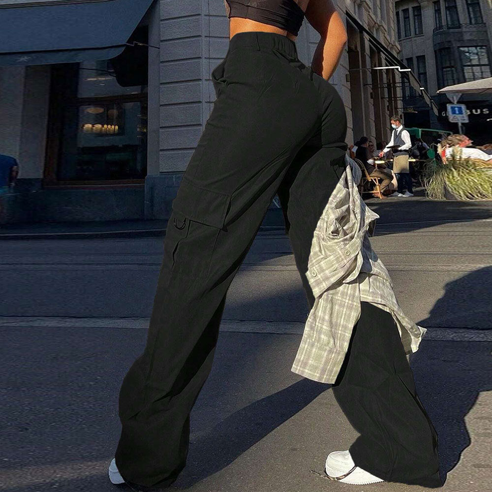 Damen Cargo-Hose Weite Bein mit Taschen Eveloria