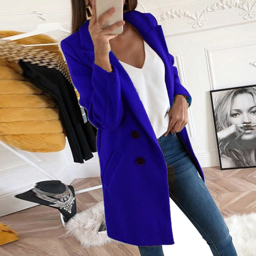 Damen Longblazer Doppelter Knopfleiste Wärmer Eveloria