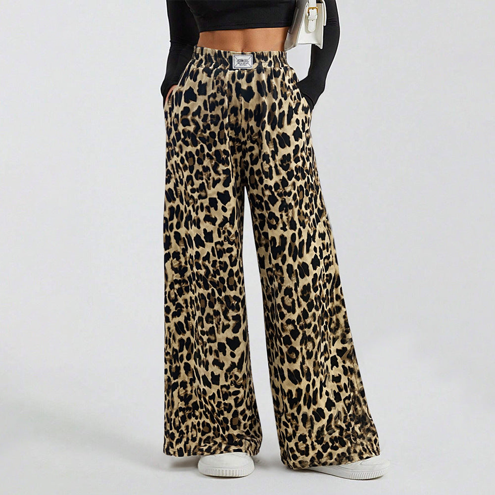 Damen Palazzo-Hose Tierprint Elastikbund Schwarz - Eveloria