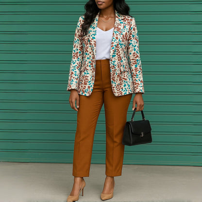 Damen Blazer Hosenkombination Floralmuster Eveloria