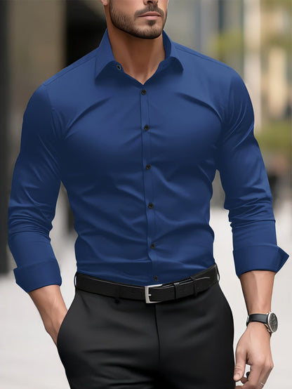 Herren Slim-Fit Langarmhemd Elegant