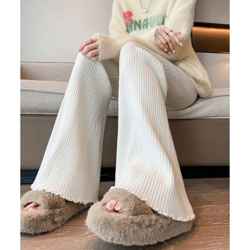 Damen Strickhose Weit Elastischer Bund Bequem Eveloria