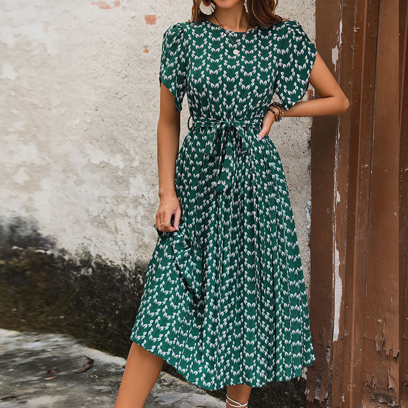 Damen Maxikleid Elegante Taillierung Verspieltes Muster Eveloria - Eveloria