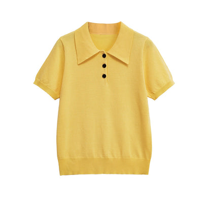 Damen Poloshirt Kurzärmelig Klassische Knöpfe Eveloria
