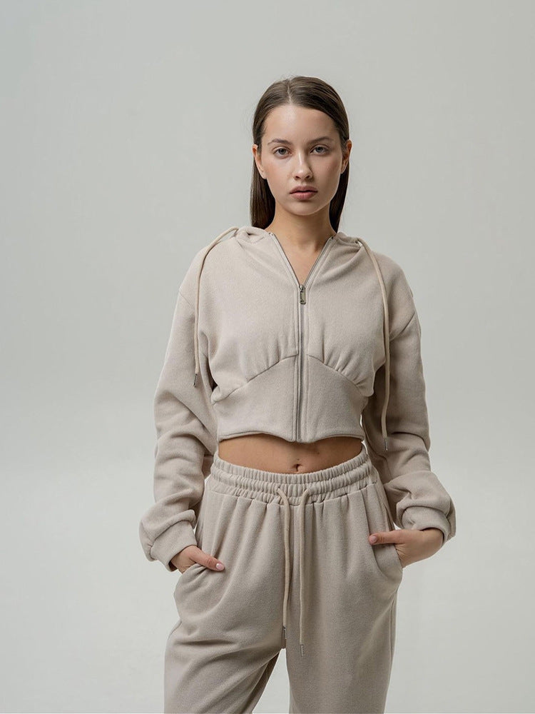 Damen Sweat- und Jogginghose-Set Hochkragen Weites Design