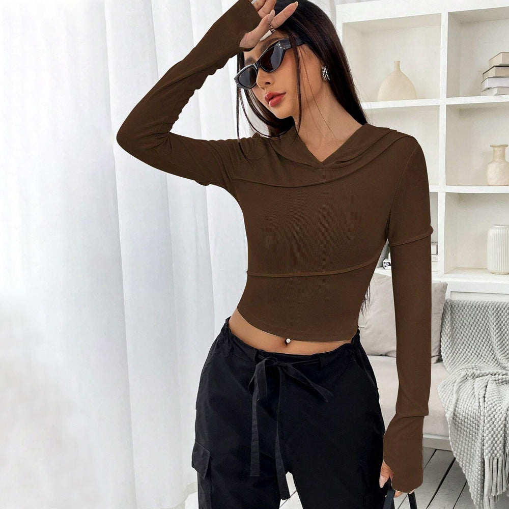 Damen Crop- mit Kapuze Langarm Evelyn
