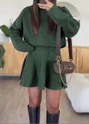 Damen Strickkleid mit Kapuze Grau
