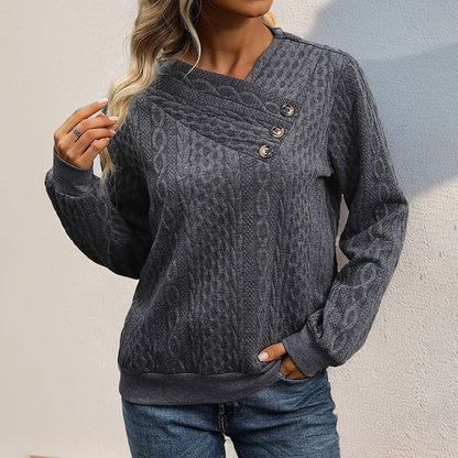 Damen Strickpullover Lässig Wellenmuster Knopfdetails Beige Eveloria - Eveloria