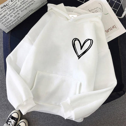 Damen Kapuzenpullover Herzmotiv Eveloria