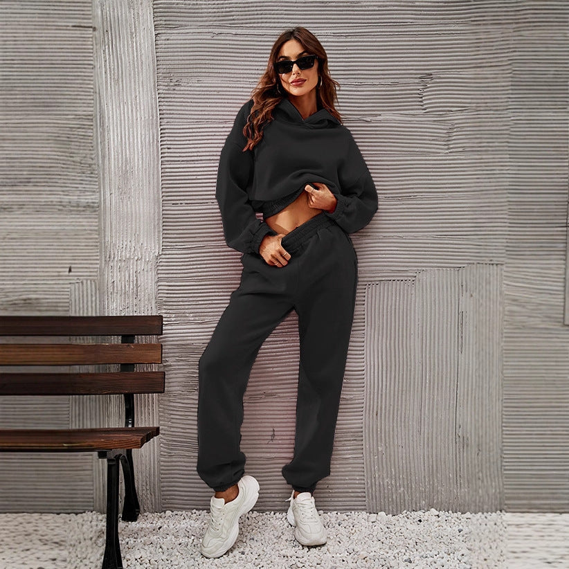 Damen Freizeitanzug mit Hoodie und elastischen Jogginghosen