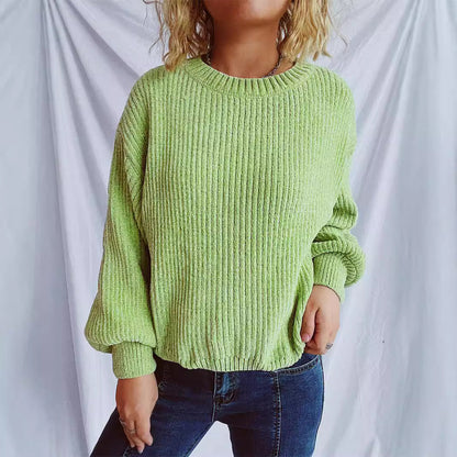 Damen Grobstrickpullover Weite Ärmel Strukturiert Beige