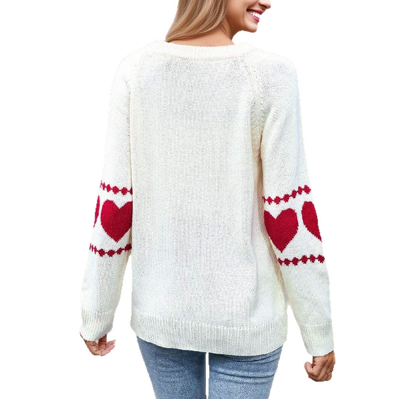 Damen Strickpullover Herzmotiv Farbenfroh Eveloria