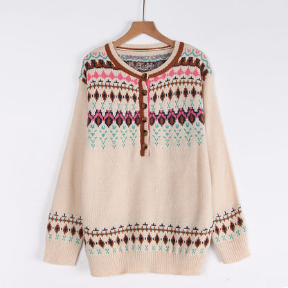 Damen Strickpullover Norwegermuster Bunt Eveloria