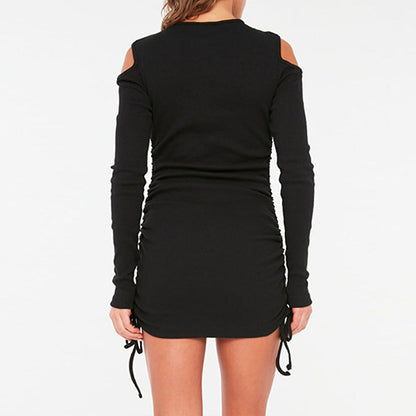 Damen Minikleid Schulterfrei Raffung Eveloria