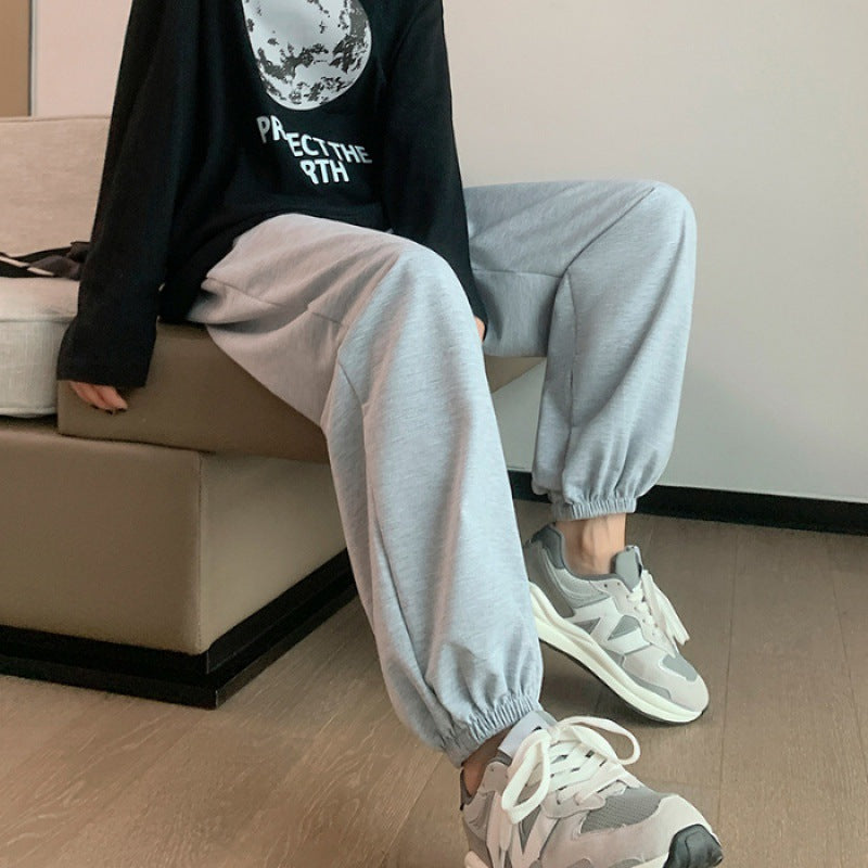 Damen Sweatpants Elastische Bündchen Bequem Grau Eveloria