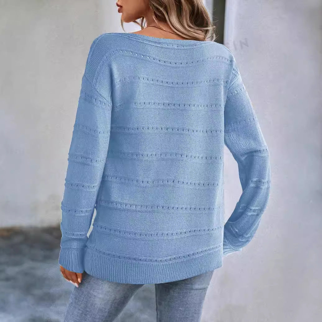 Damen Strickpullover Luftig Weit Geschnitten Eveloria