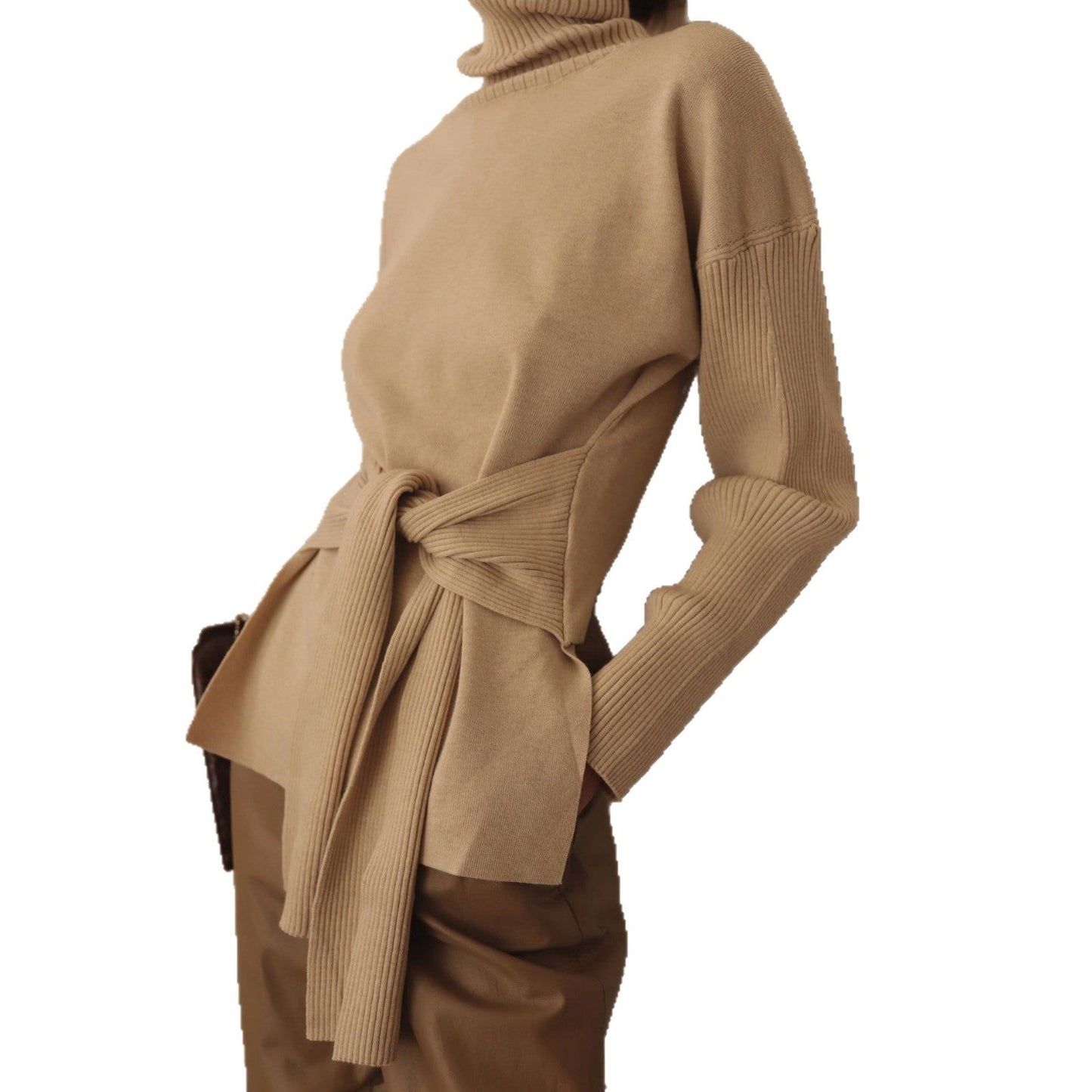Damen Strickpullover Wickeldetail