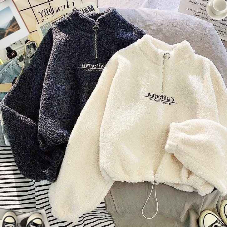 Damen Fleece-Pullover Stehkragen Reißverschluss Eveloria