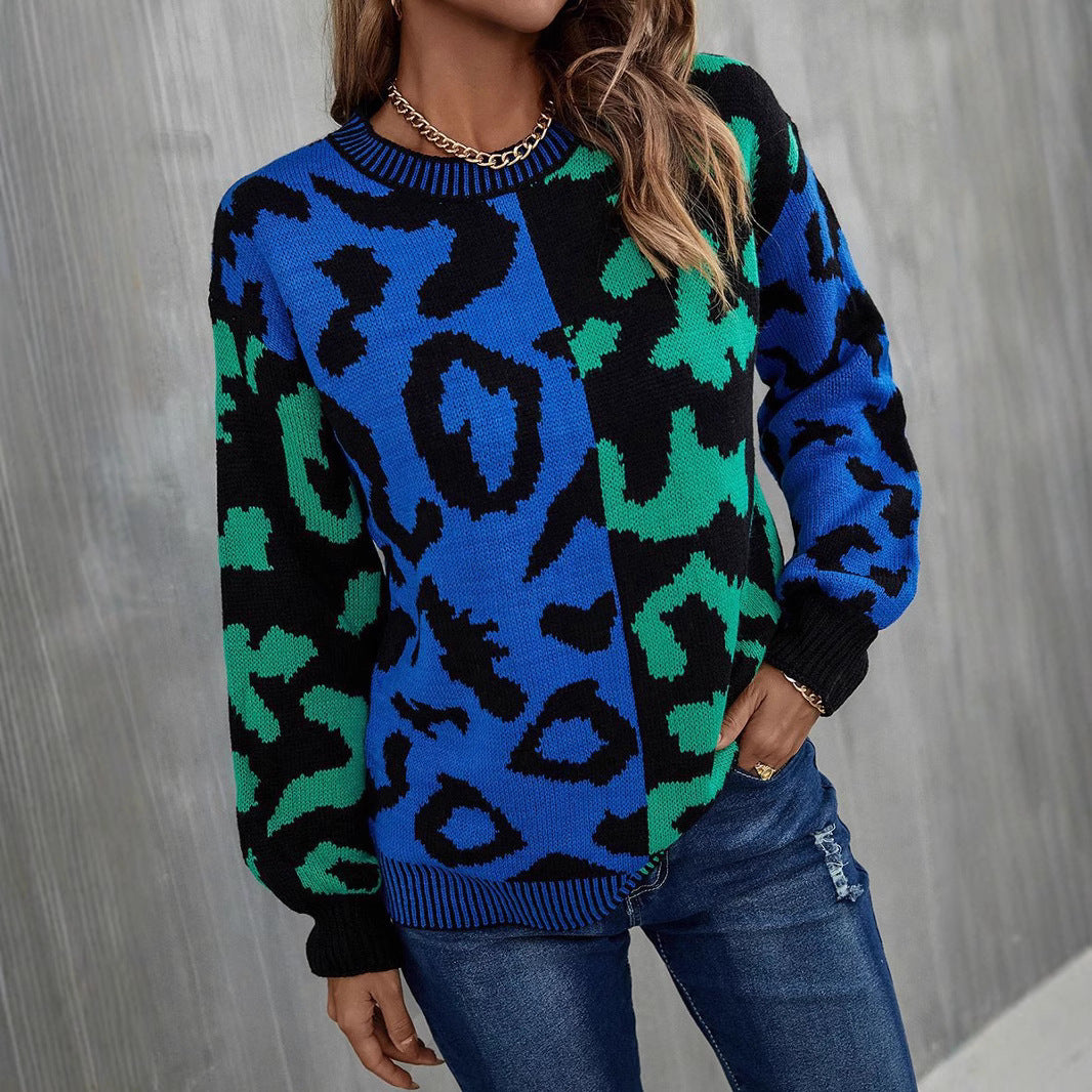 Damen Pullover Leo-Muster Farbenfroh Eveloria