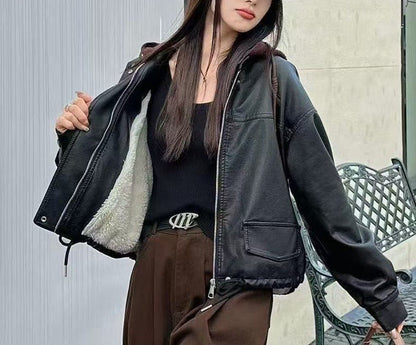 Damen Kunstlederjacke Lässig Eveloria