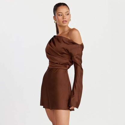 Damen Cocktailkleid Asymmetrisch Off-Shoulder Elegant Eveloria