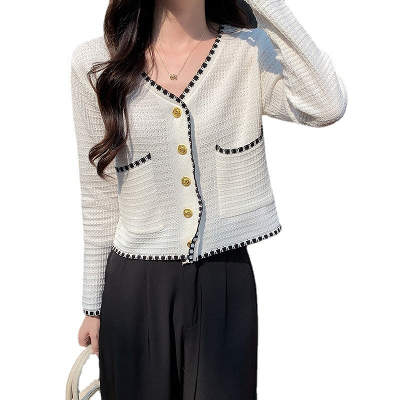 Damen Strickjacke Baumwolle Knöpfe Beige