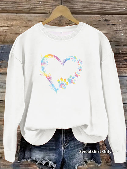 Damen Sweatshirt Florales Herzdesign Bequem Grau