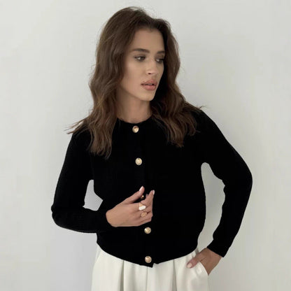 Damen Strickjacke Knöpfe Modernes Muster Eveloria