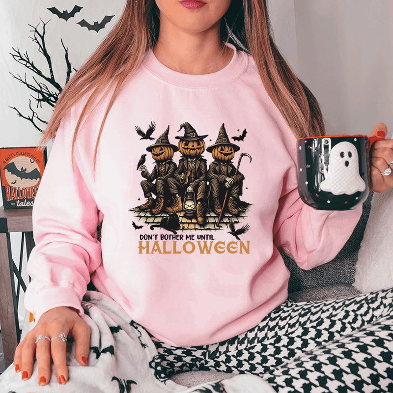 Damen Sweatshirt Halloween-Motiv Baumwolle Gemütlich Grau