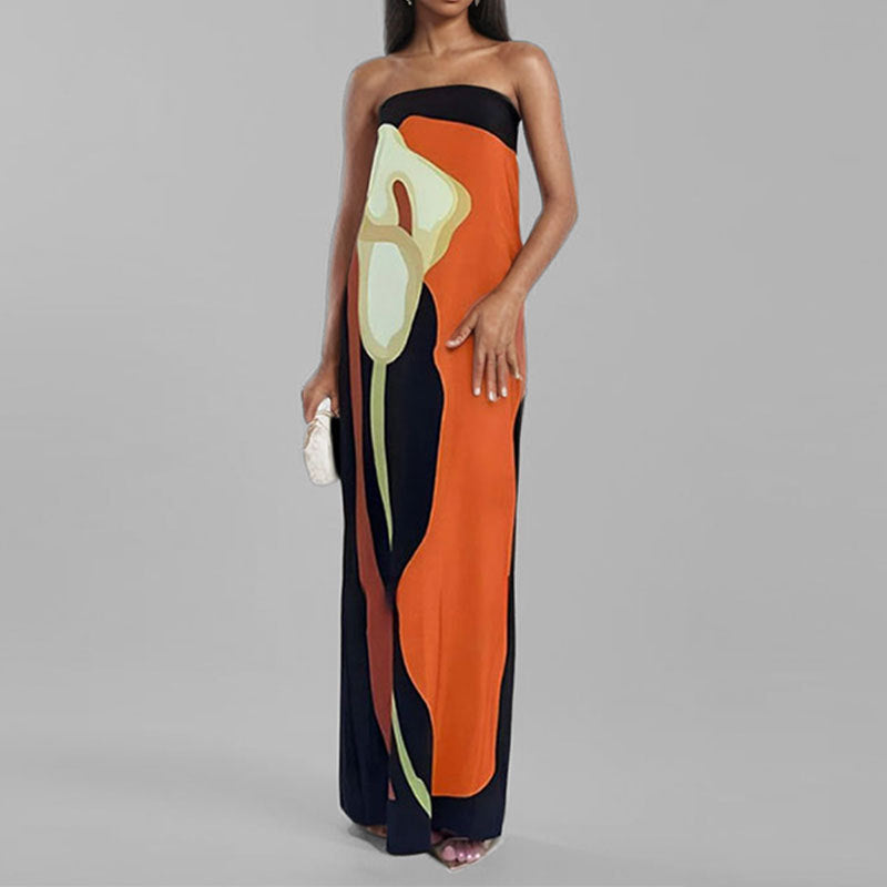Damen Maxi-Kleid Moderner Kunststil Eveloria