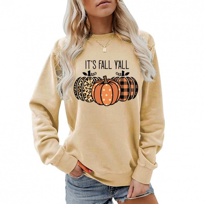 Damen Sweatshirt Herbstmotiv Baumwolle Bequem Grau