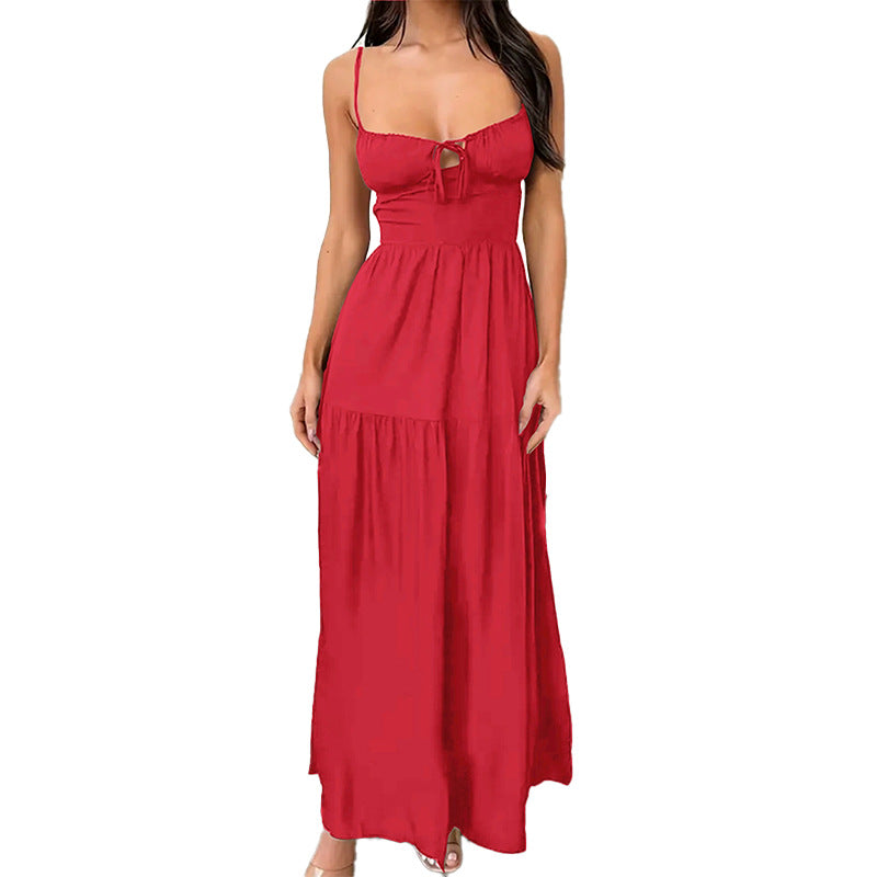 Damen Maxikleid Verstellbare Träger Romantisch Schlüsseleffekt