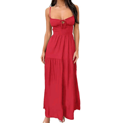 Damen Maxikleid Verstellbare Träger Romantisch Schlüsseleffekt
