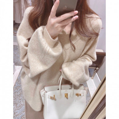 Damen Oversized V-Pullover Weiches Material Lässiger Schnitt