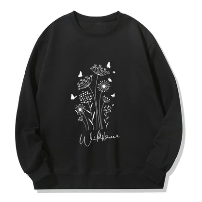 Damen Sweatshirt Floralmuster Kuscheliges Innenfutter