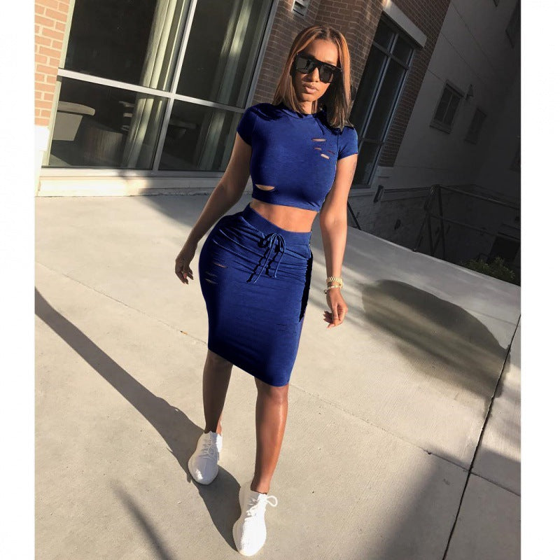 Damen Set Cropped und Rockhose mit Kordelzug