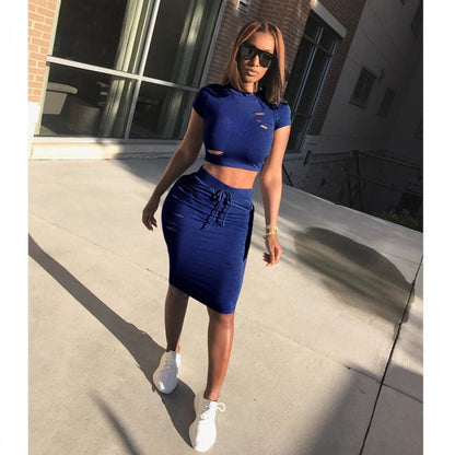 Damen Set Cropped und Rockhose mit Kordelzug