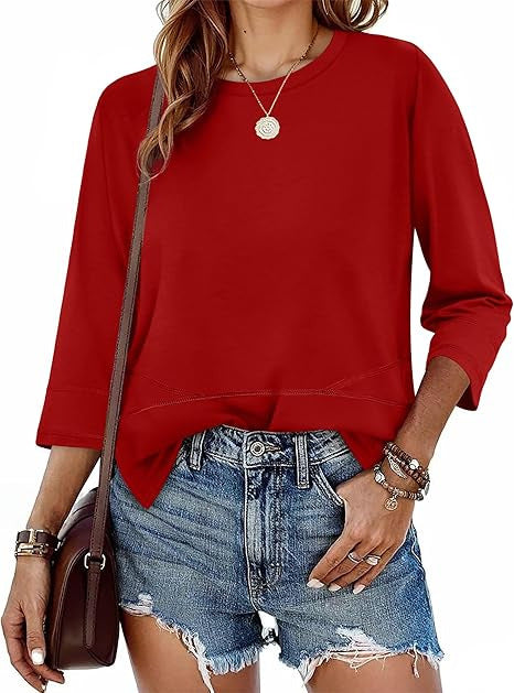 Damen Pullover 3/4 Ärmel Lässig Eveloria