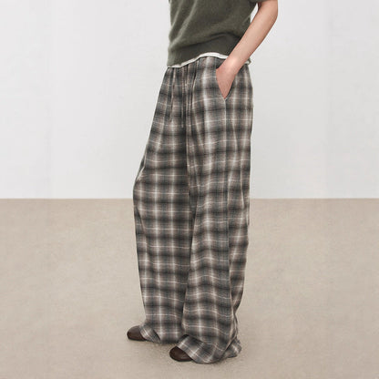 Damen Karohosen Elastischer Bund Weit Bequem Eveloria
